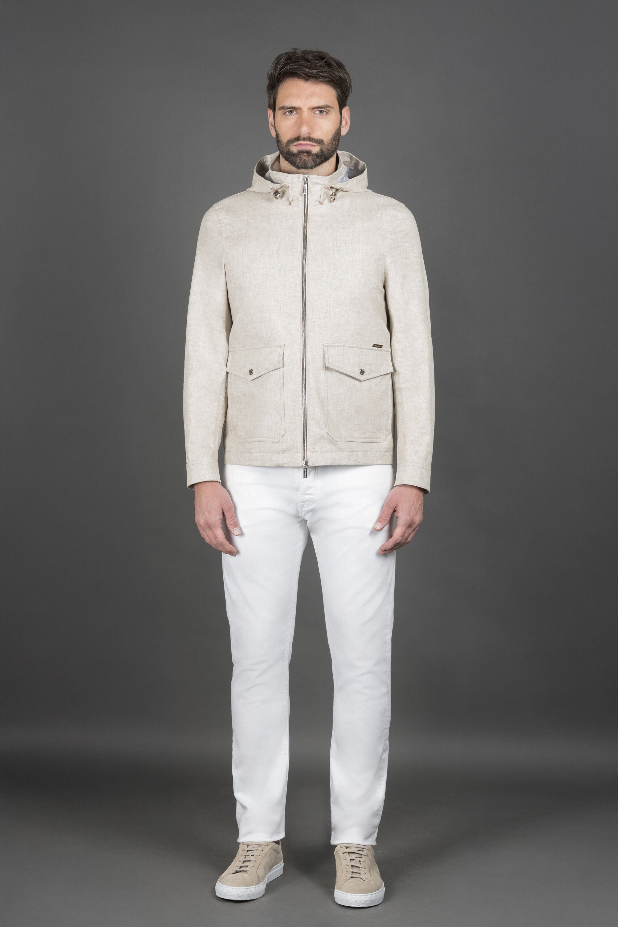 MOORER MEN'S SAND TAILORED JACKET WITH POCKETS