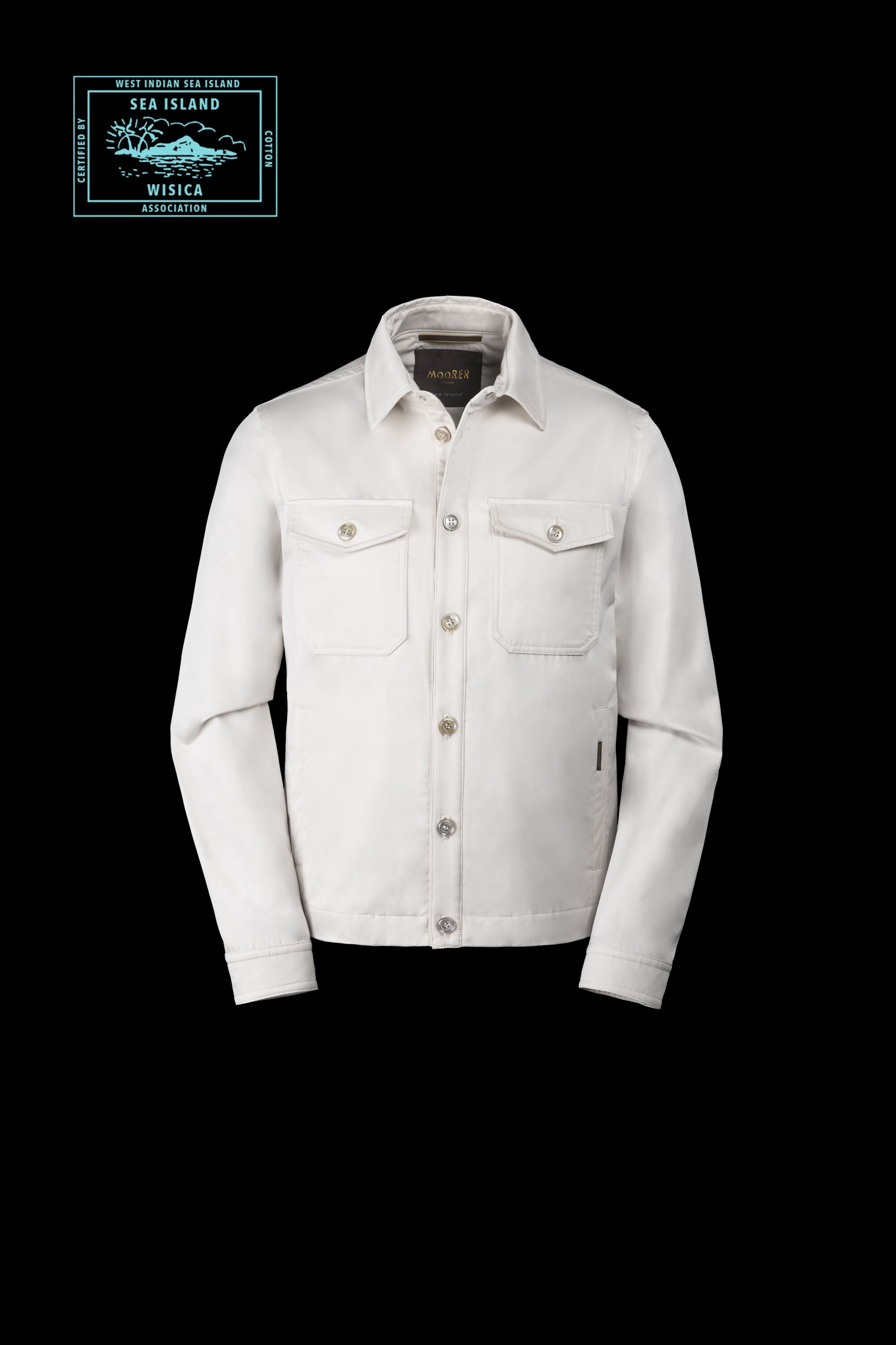MOORER MEN'S CREAM BUTTON-UP JACKET WITH POCKETS