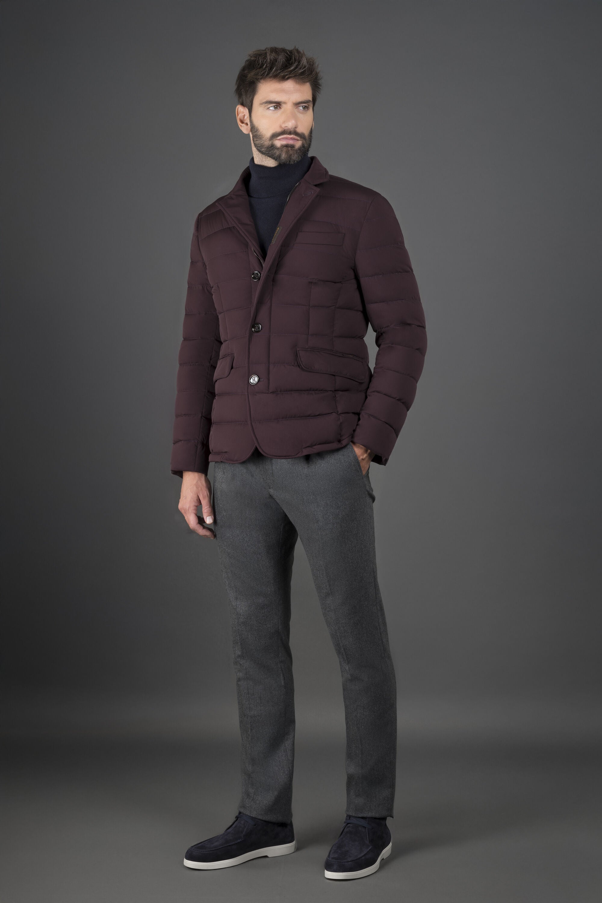 MOORER MEN'S AMARANTH QUILTED BLAZER JACKET