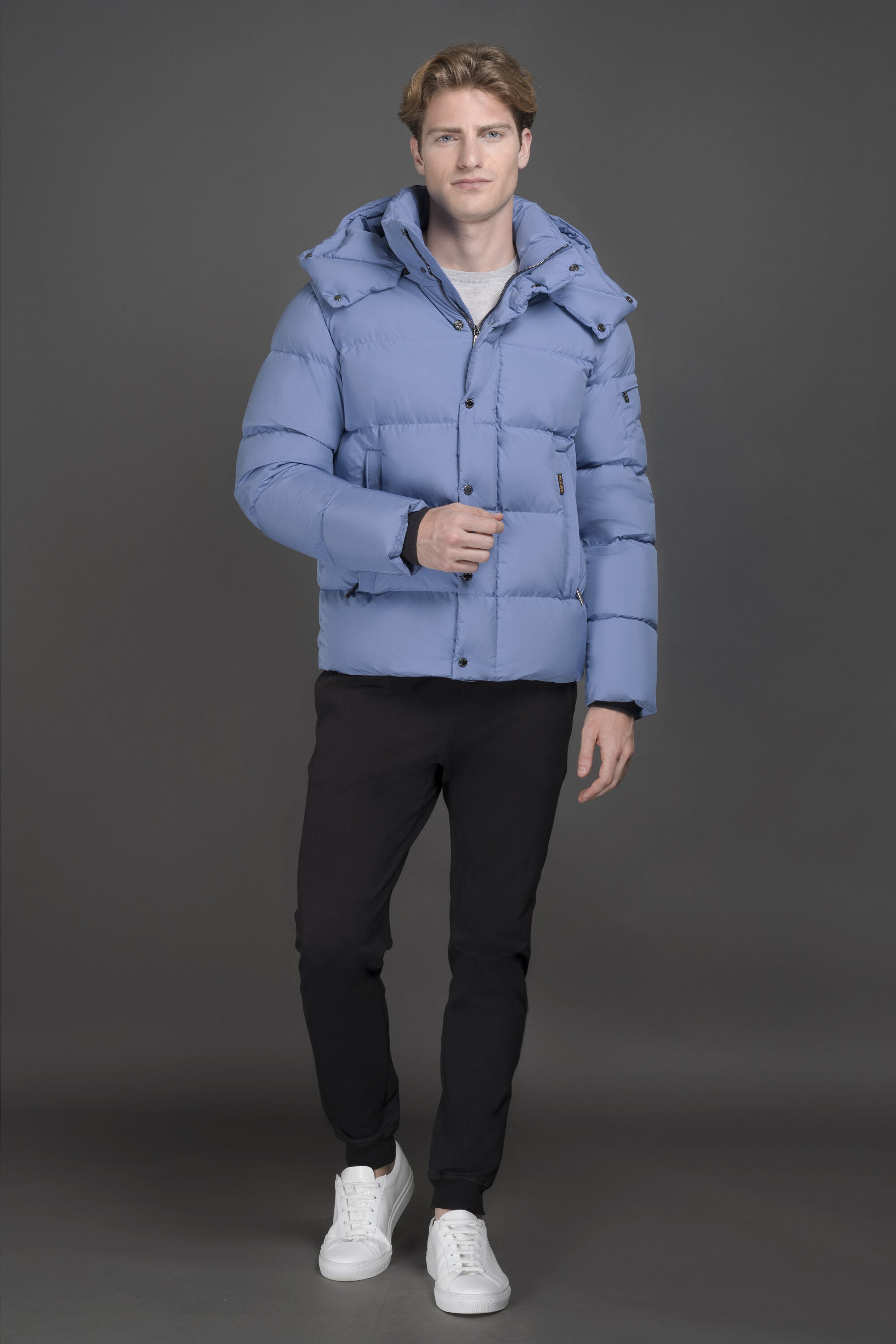 MOORER MEN'S SKY BLUE QUILTED PUFFER JACKET