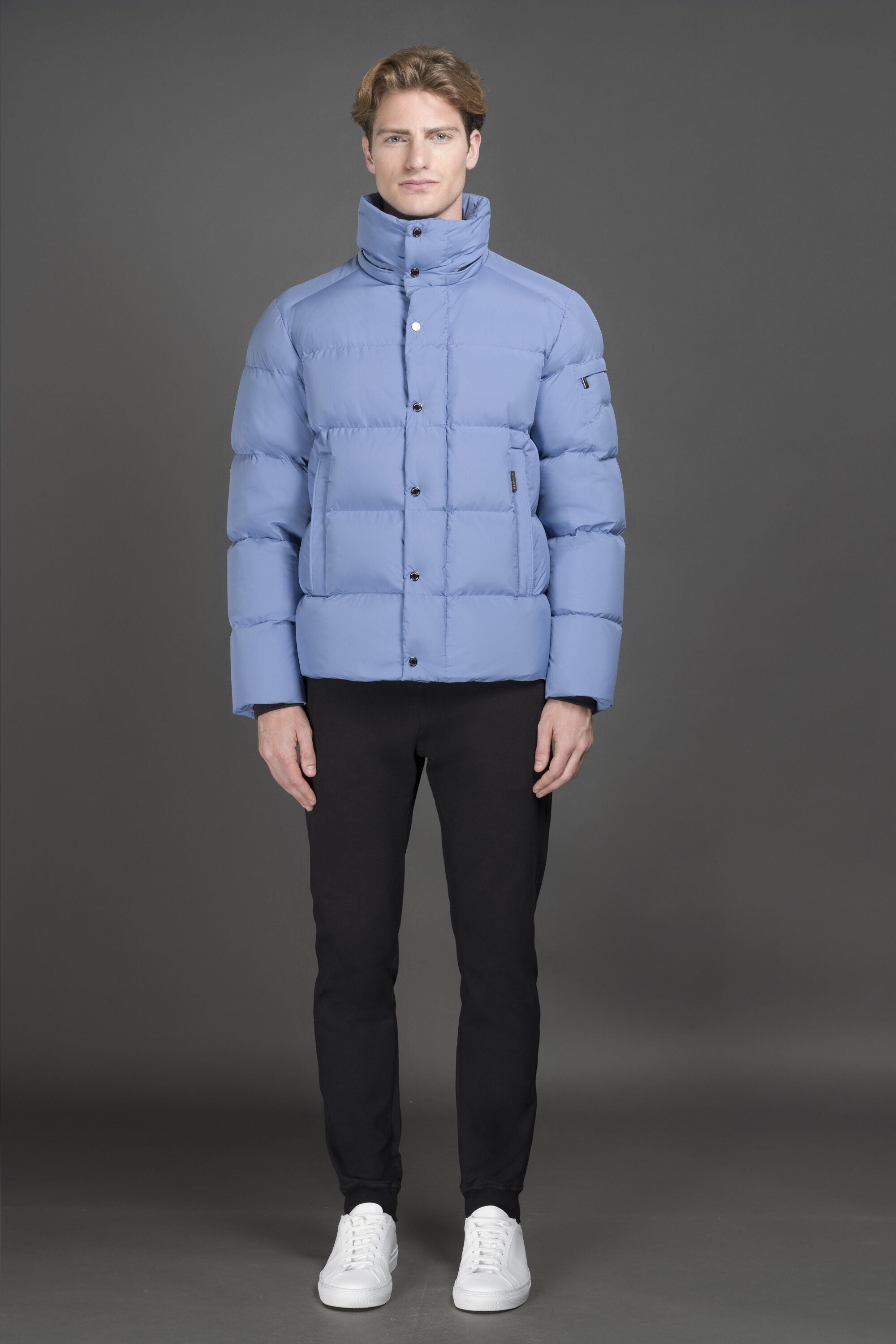 MOORER MEN'S SKY BLUE QUILTED PUFFER JACKET