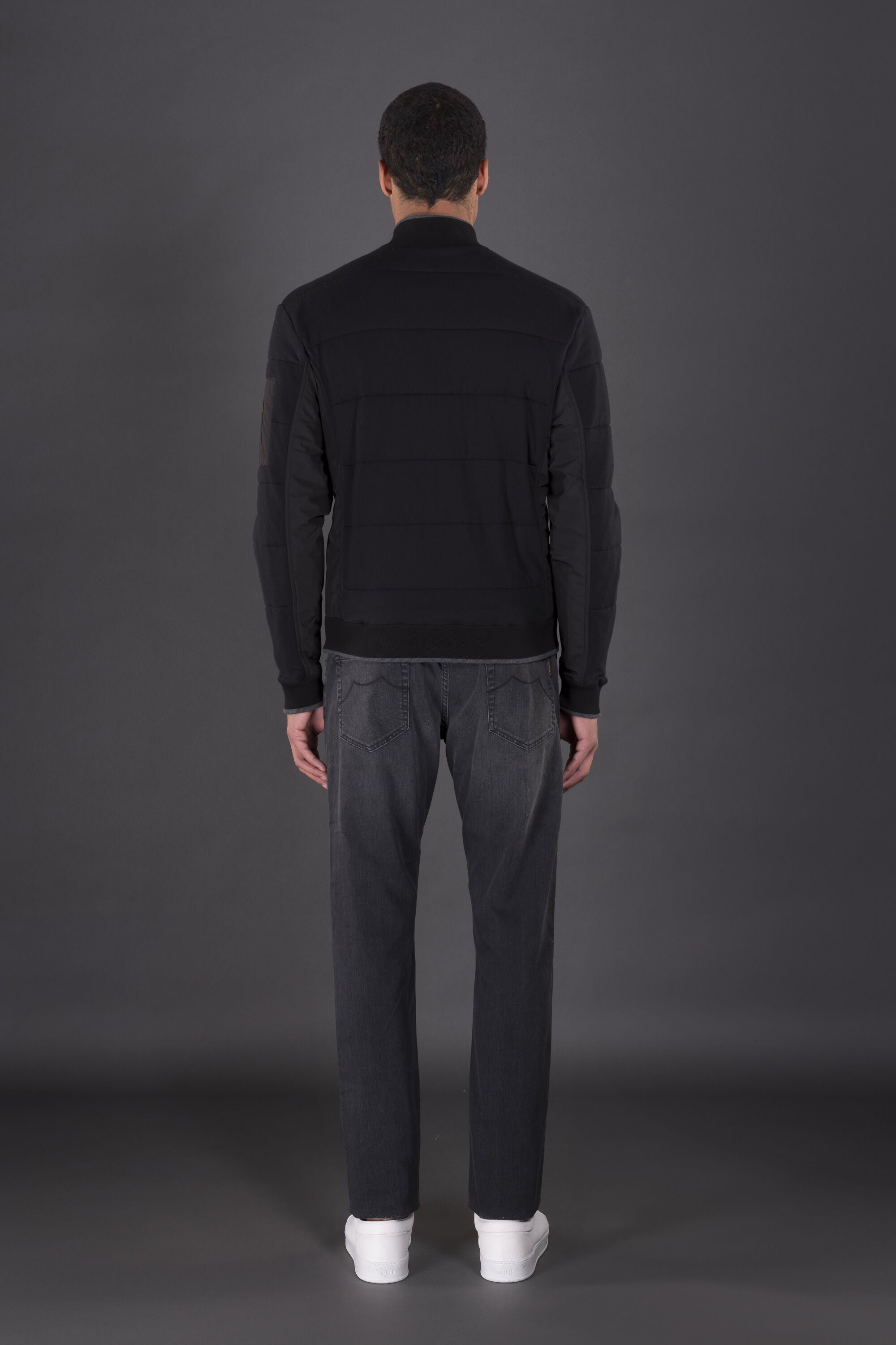 MOORER MEN'S BLACK QUILTED ZIP-UP JACKET