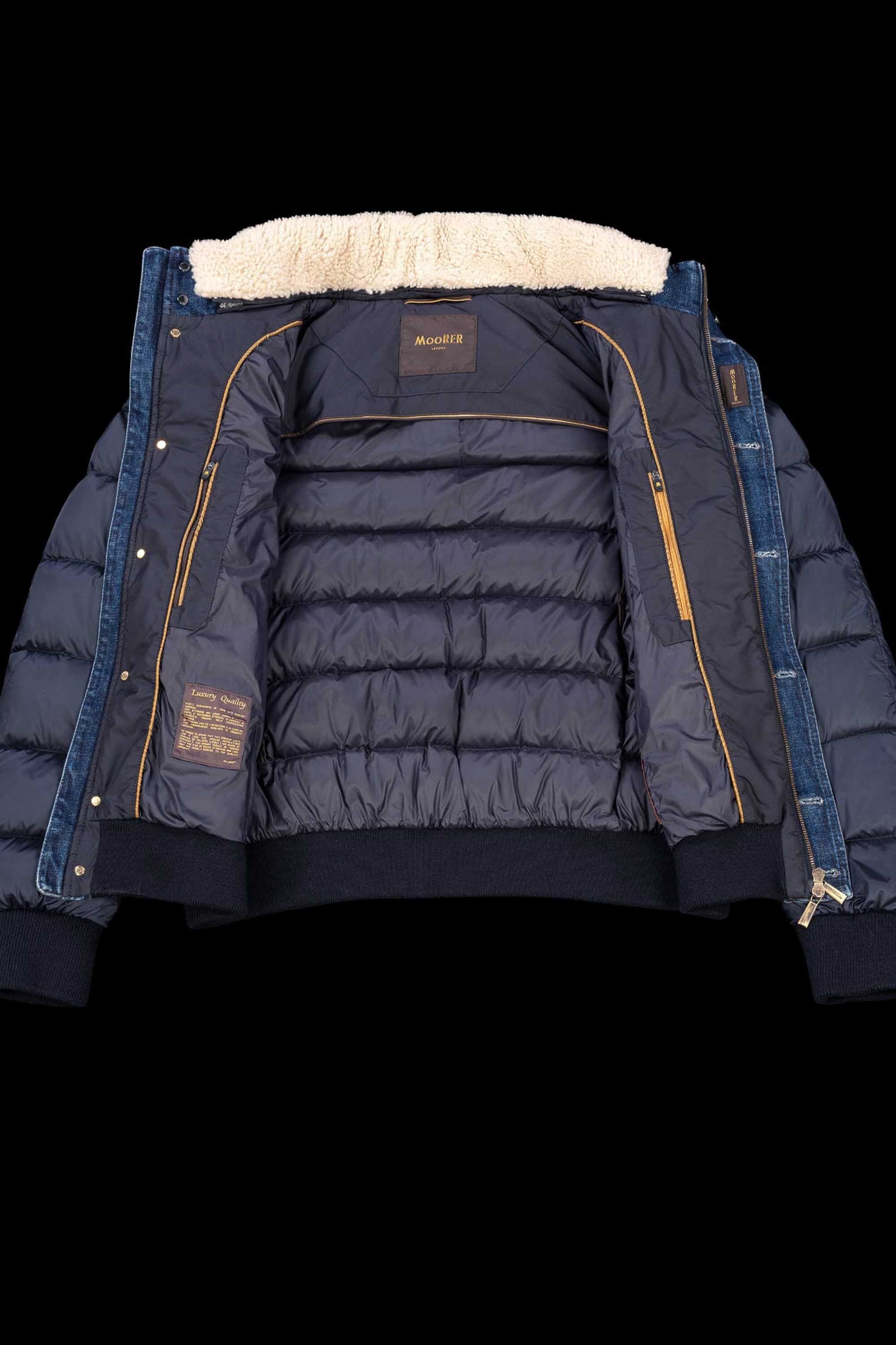 MOORER MEN'S BLUE QUILTED JACKET WITH DENIM ACCENTS