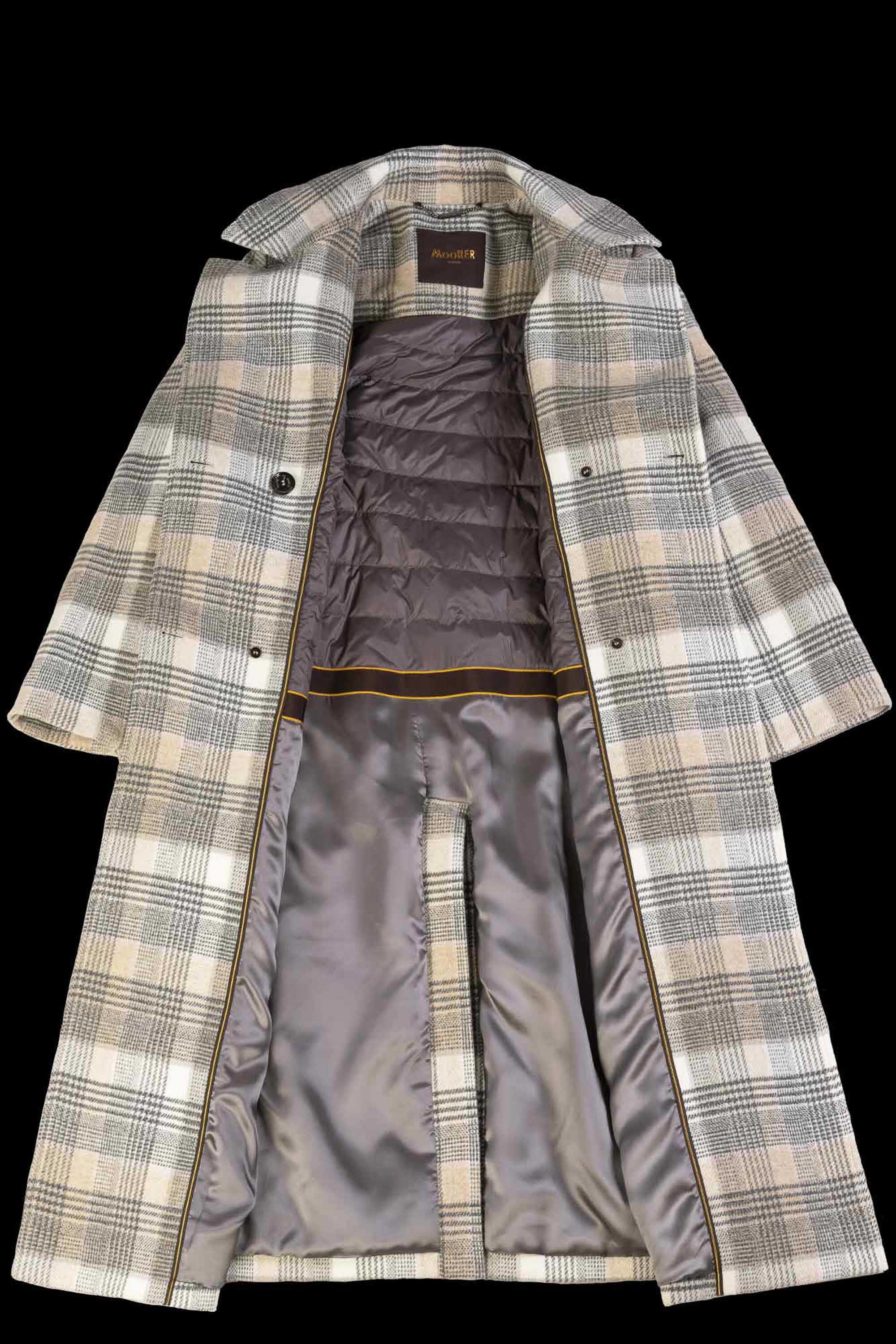 MOORER WOMEN'S PLAID WOOL LONG COAT