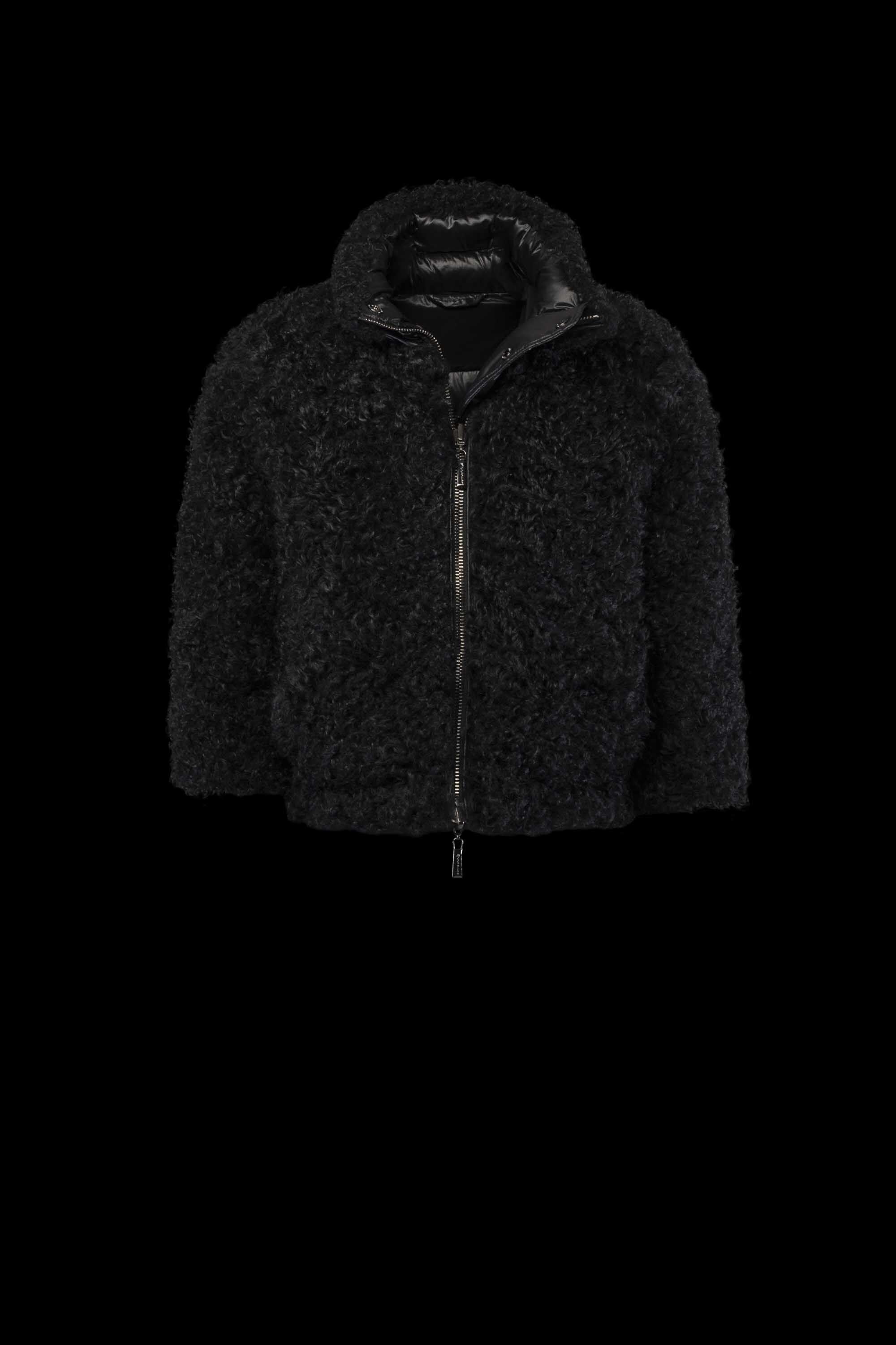 MOORER WOMEN'S BLACK PUFFER JACKET WITH SHEARLING COLLAR