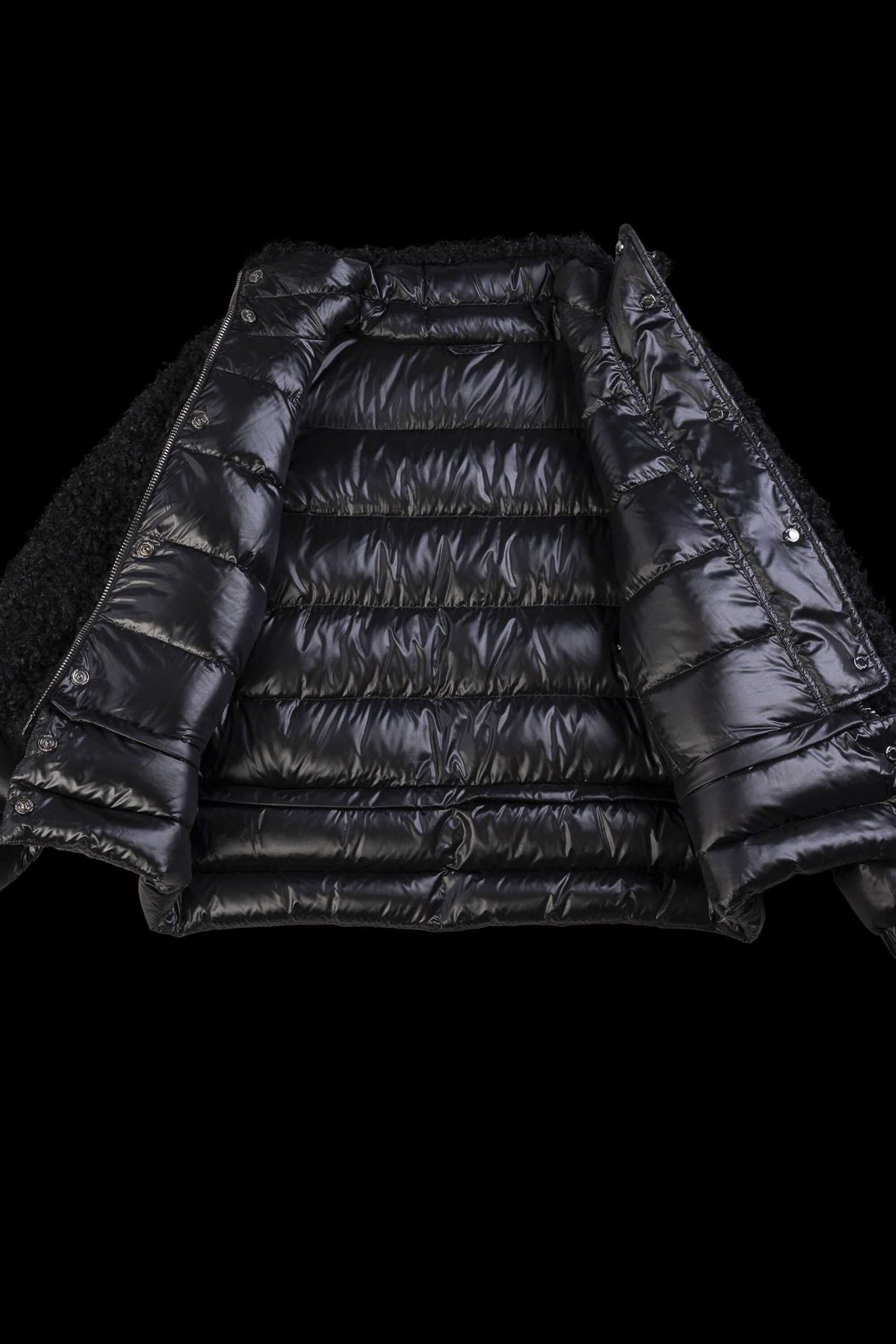 MOORER WOMEN'S BLACK PUFFER JACKET WITH SHEARLING COLLAR