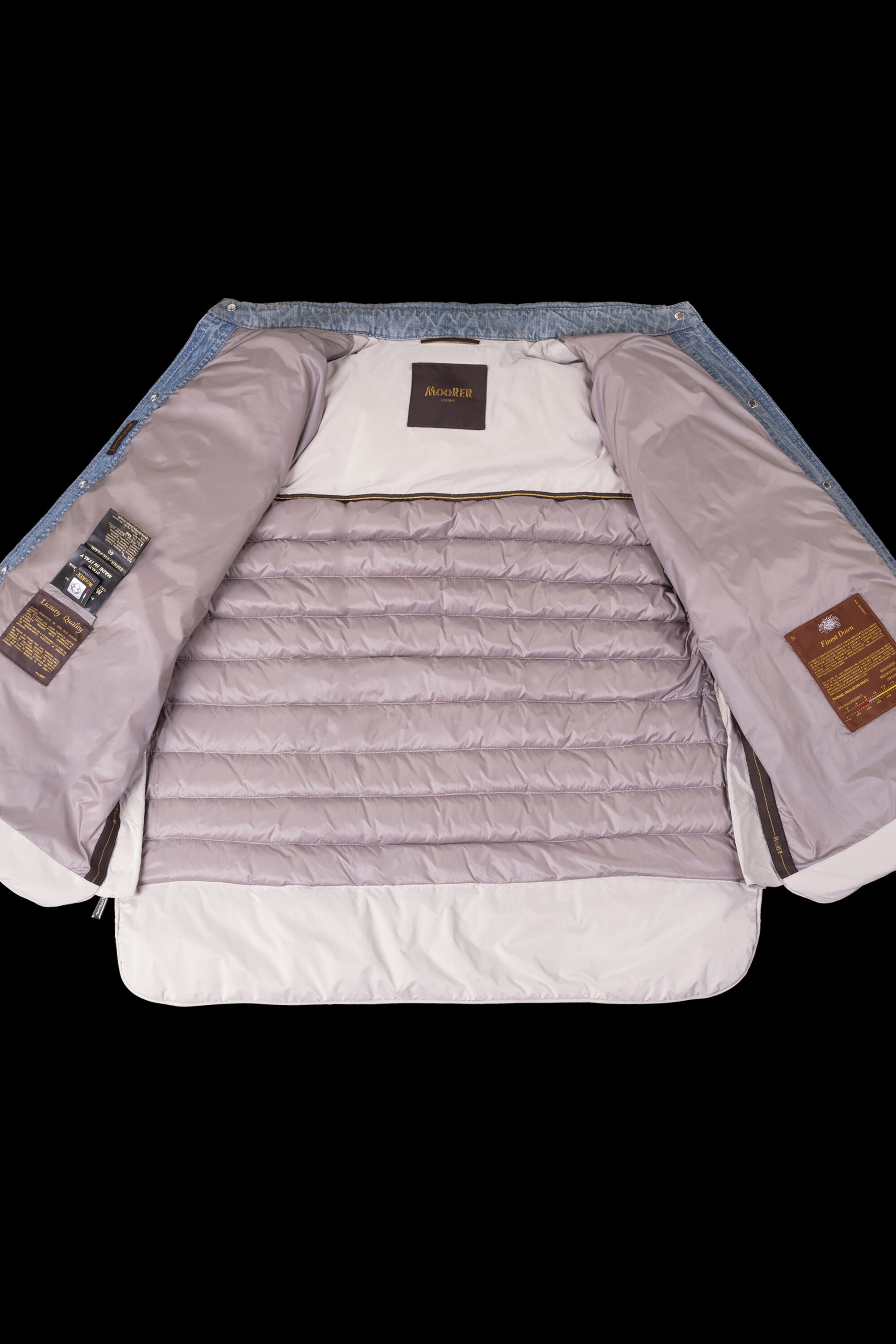 MOORER WOMEN'S PEARL QUILTED JACKET WITH DENIM ACCENTS