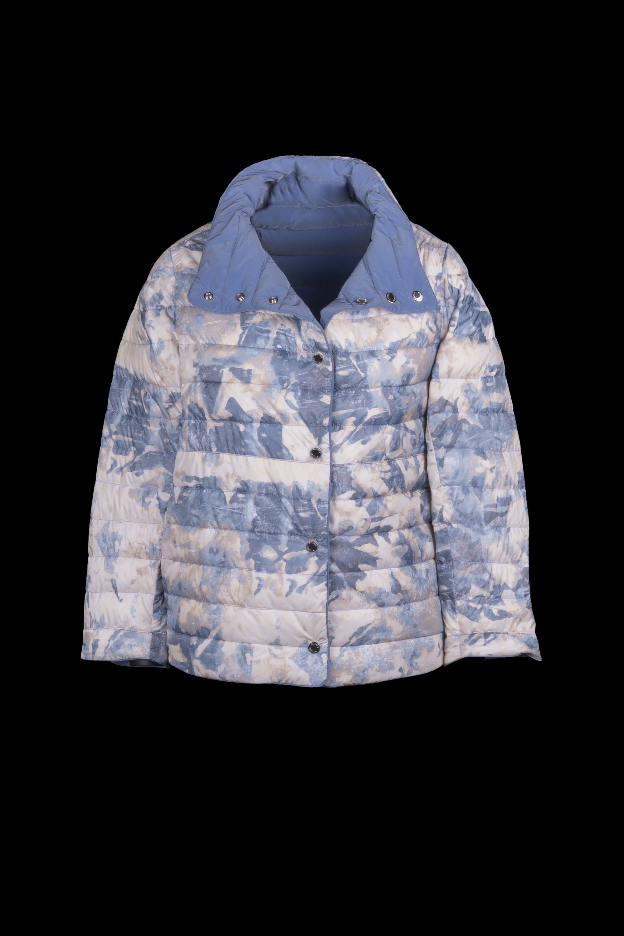 MOORER WOMEN'S LIGHT BLUE PATTERNED PUFFER JACKET