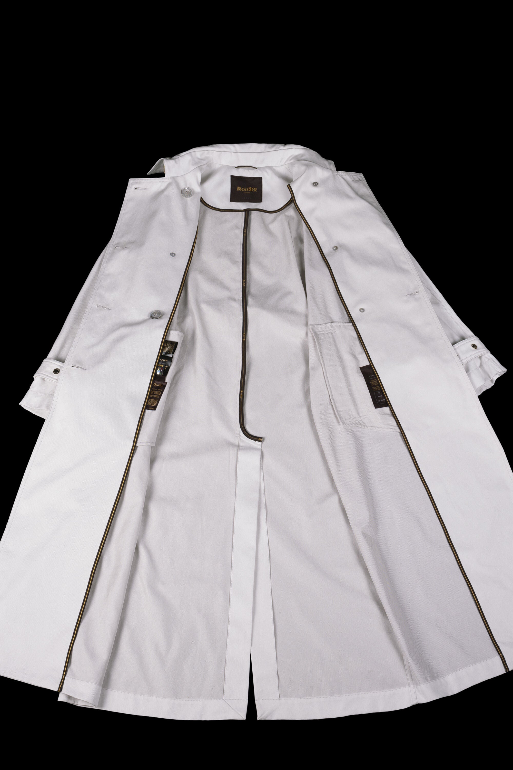 MOORER WOMEN'S ICE WHITE LONG TRENCH COAT