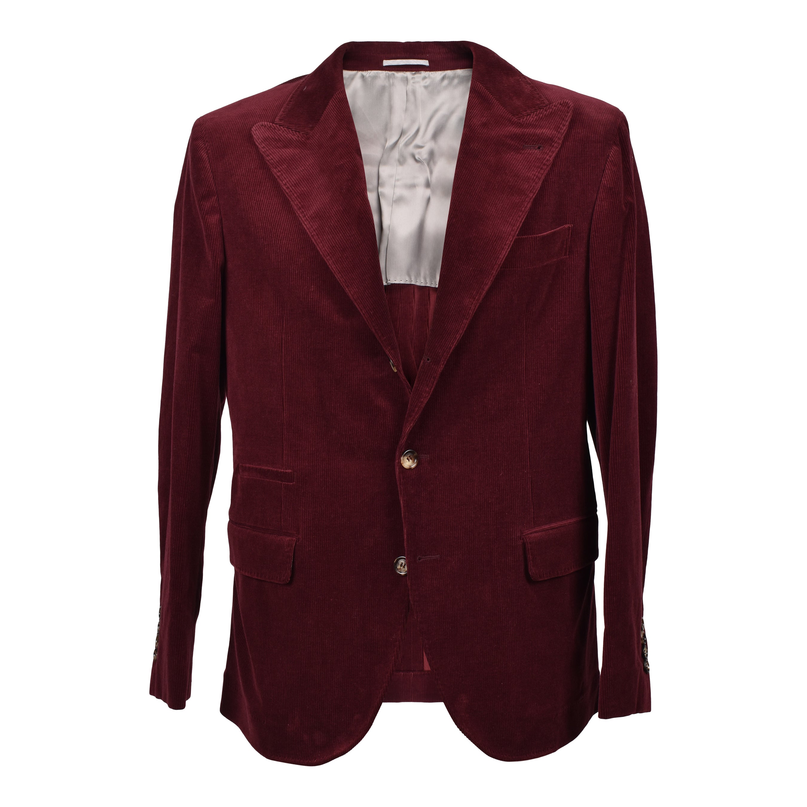 BRUNELLO CUCINELLI MEN'S BURGUNDY CASHMERE BLEND CORDUROY BLAZER