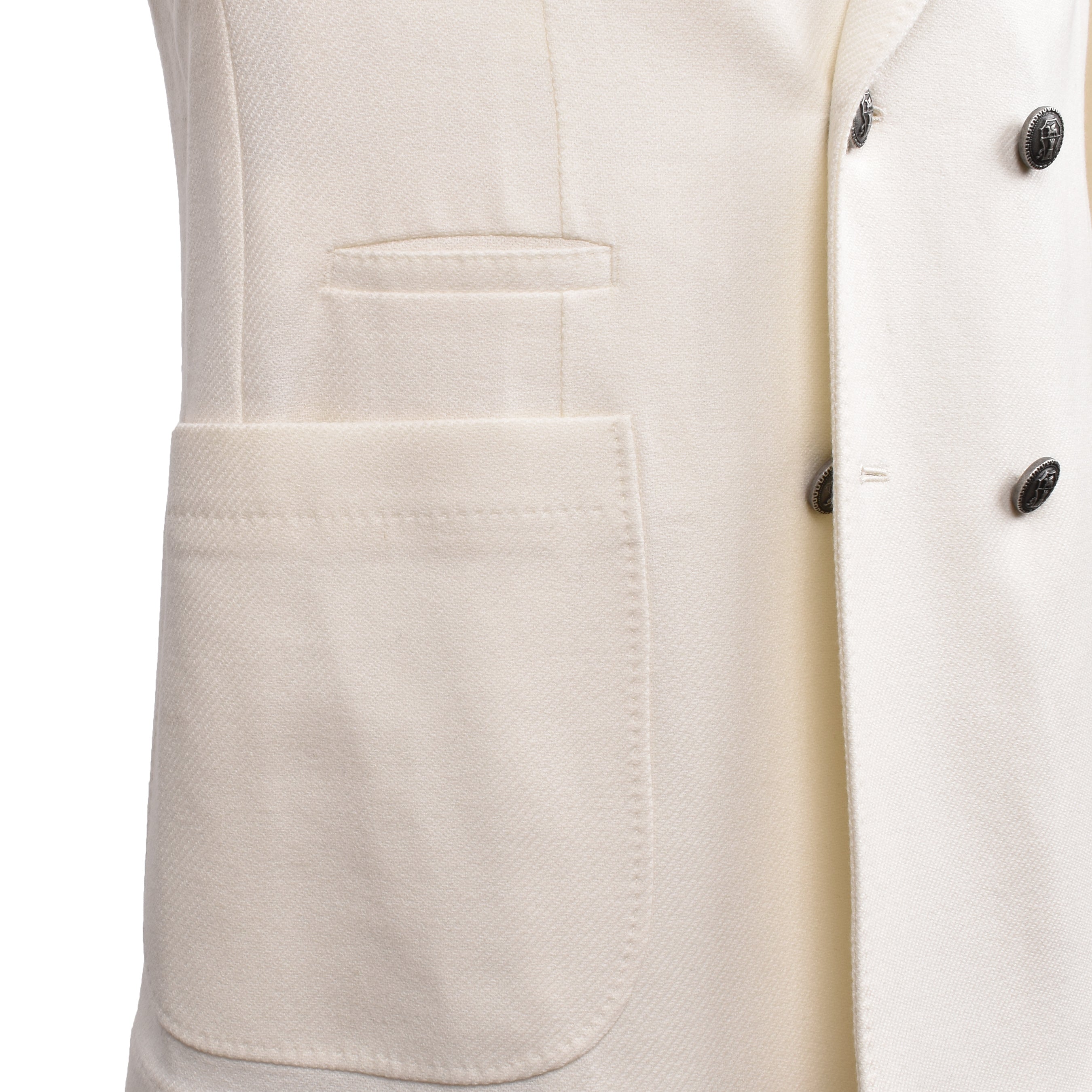 BRUNELLO CUCINELLI MEN'S OFF WHITE WOOL DOUBLE BREASTED BLAZER