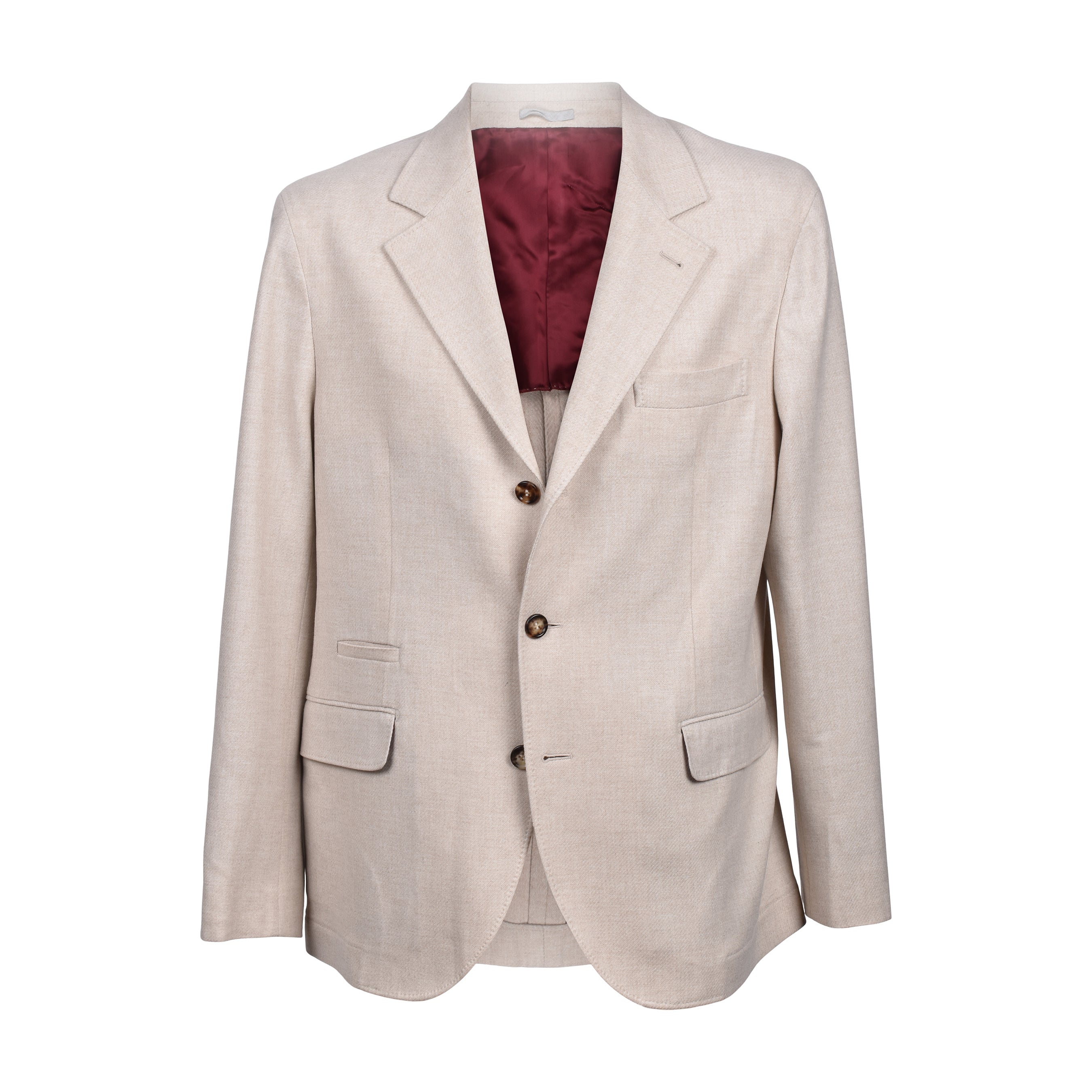 BRUNELLO CUCINELLI MEN'S SAND WOOL SILK DECONSTRUCTED BLAZER